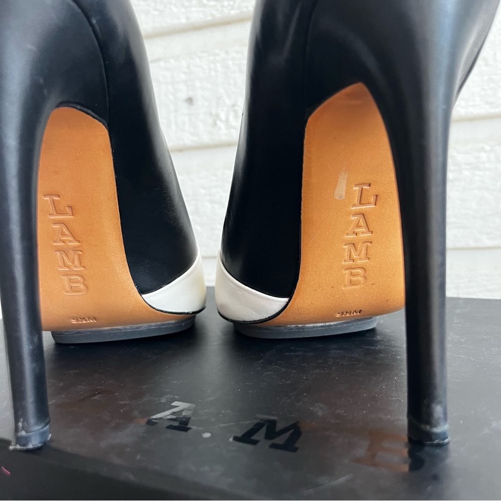 L.A.M.B Black Leather Lamb Platform Colorblock Heels sz. 9.5 - Picture 7 of 8